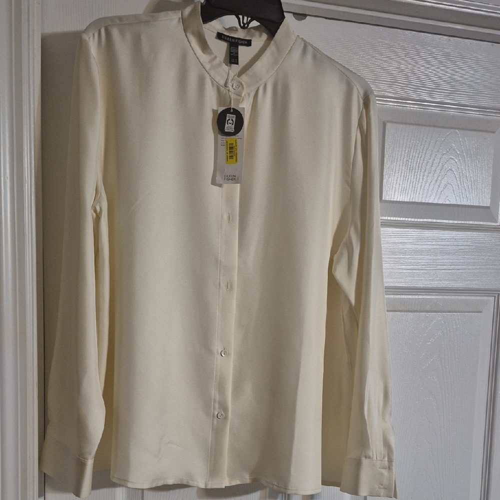 BNWT Eileen Fisher Cream Button Down Shirt